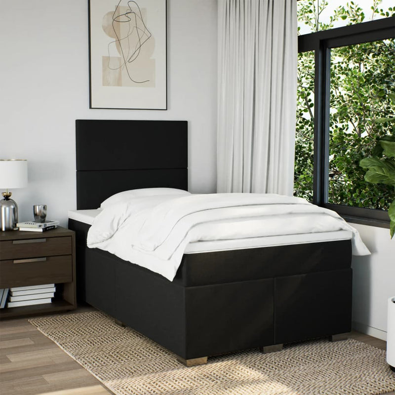 Pat box spring cu saltea, negru, 120x200 cm, textil