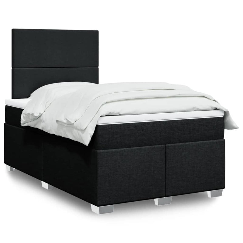Pat box spring cu saltea, negru, 120x200 cm, textil
