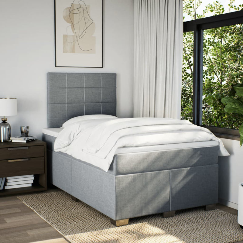 Pat continental cu saltea, gri deschis, 120x200 cm, textil