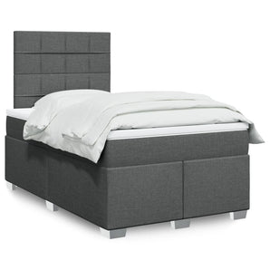 Pat box spring cu saltea, gri închis, 120x200 cm, textil