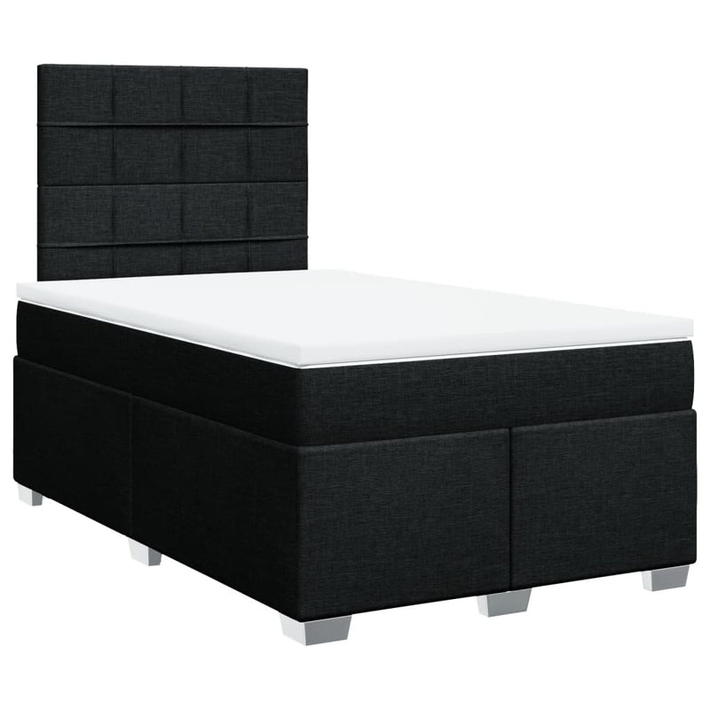 Pat box spring cu saltea, negru, 120x200 cm, textil