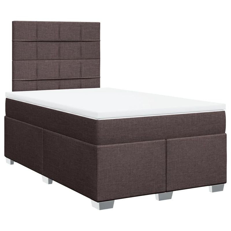 Pat box spring cu saltea, maro închis, 120x200 cm, textil