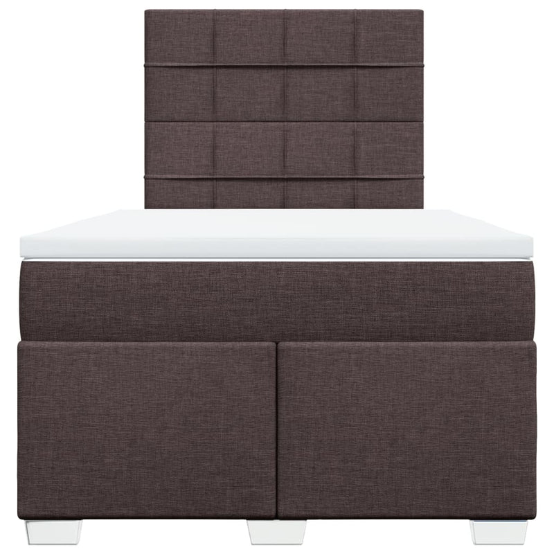 Pat box spring cu saltea, maro închis, 120x200 cm, textil