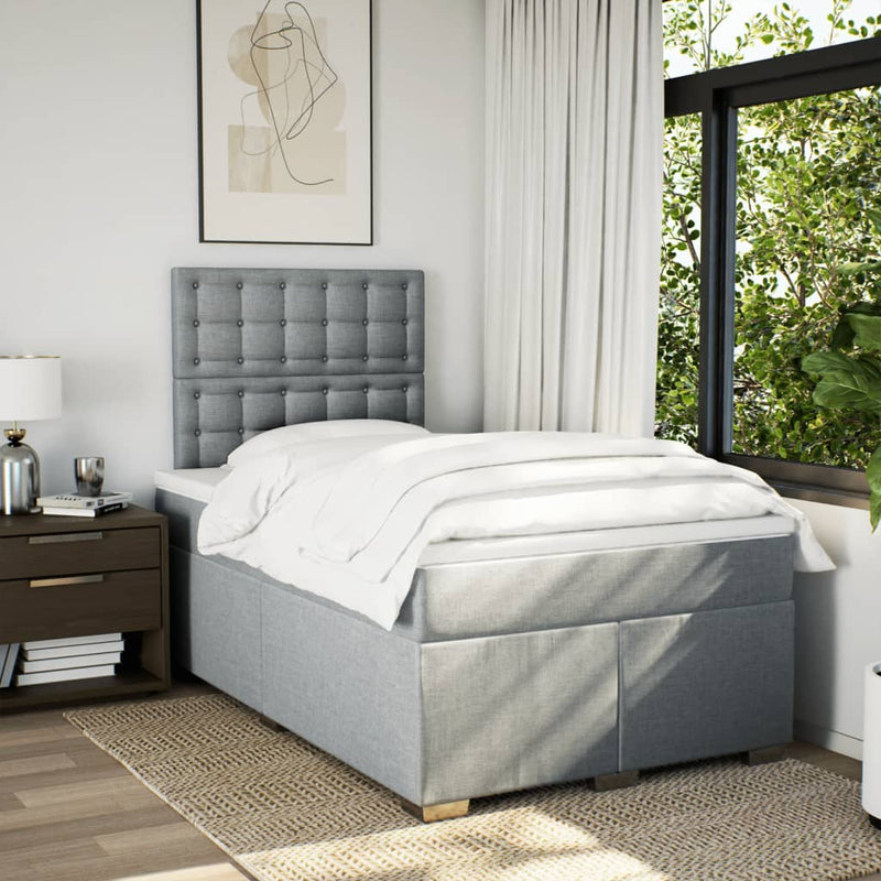 Pat continental cu saltea, gri deschis, 120x200 cm, textil