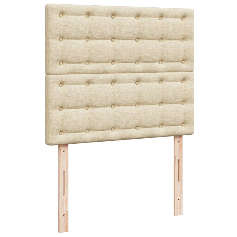 Pat box spring cu saltea, crem, 120x200 cm, textil