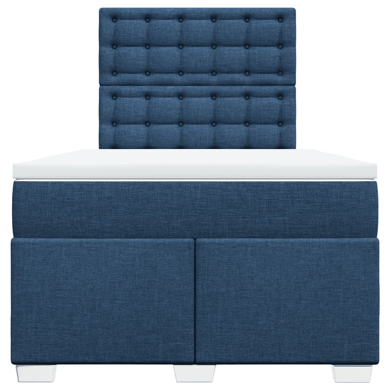 Pat box spring cu saltea, albastru, 120x200 cm, textil