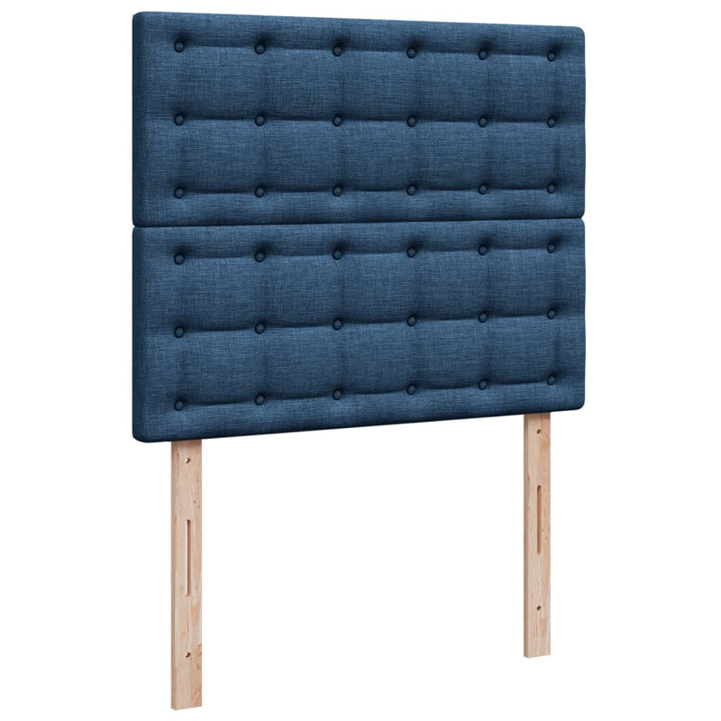 Pat box spring cu saltea, albastru, 120x200 cm, textil