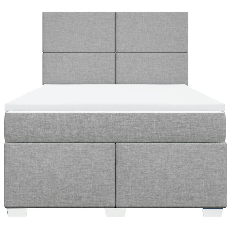 Pat box spring cu saltea, gri deschis, 140x190 cm, textil