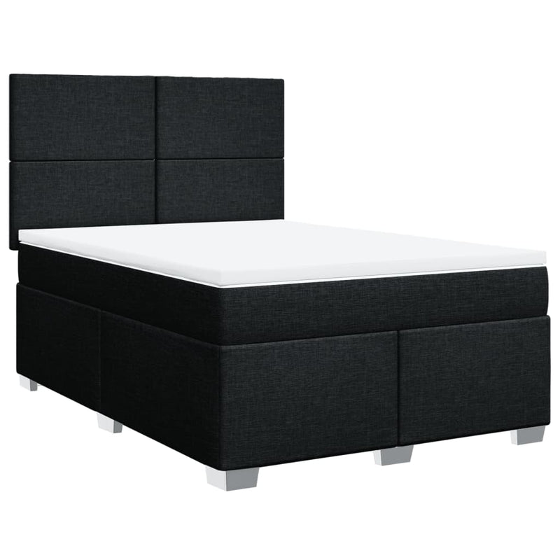 Pat box spring cu saltea, negru, 140x190 cm, textil