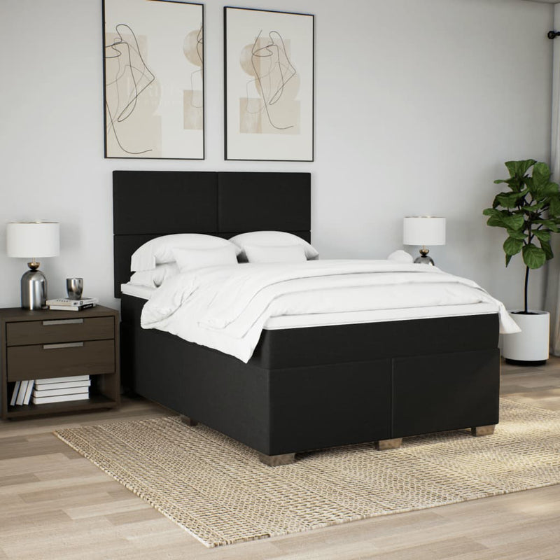 Pat box spring cu saltea, negru, 140x190 cm, textil