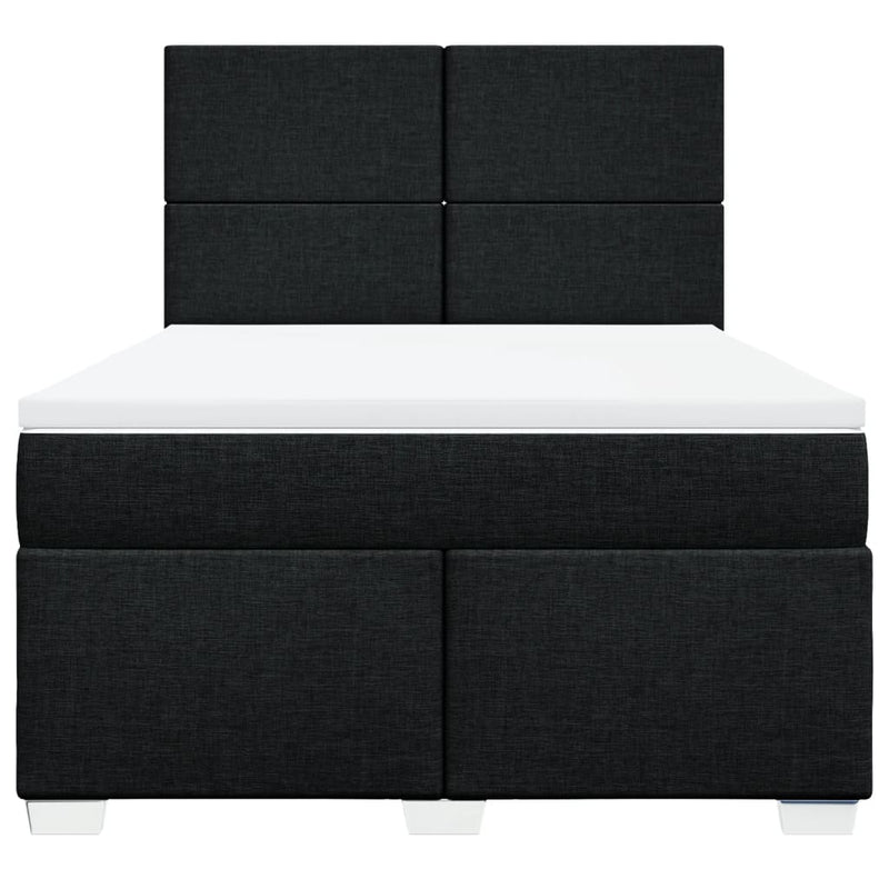 Pat box spring cu saltea, negru, 140x190 cm, textil