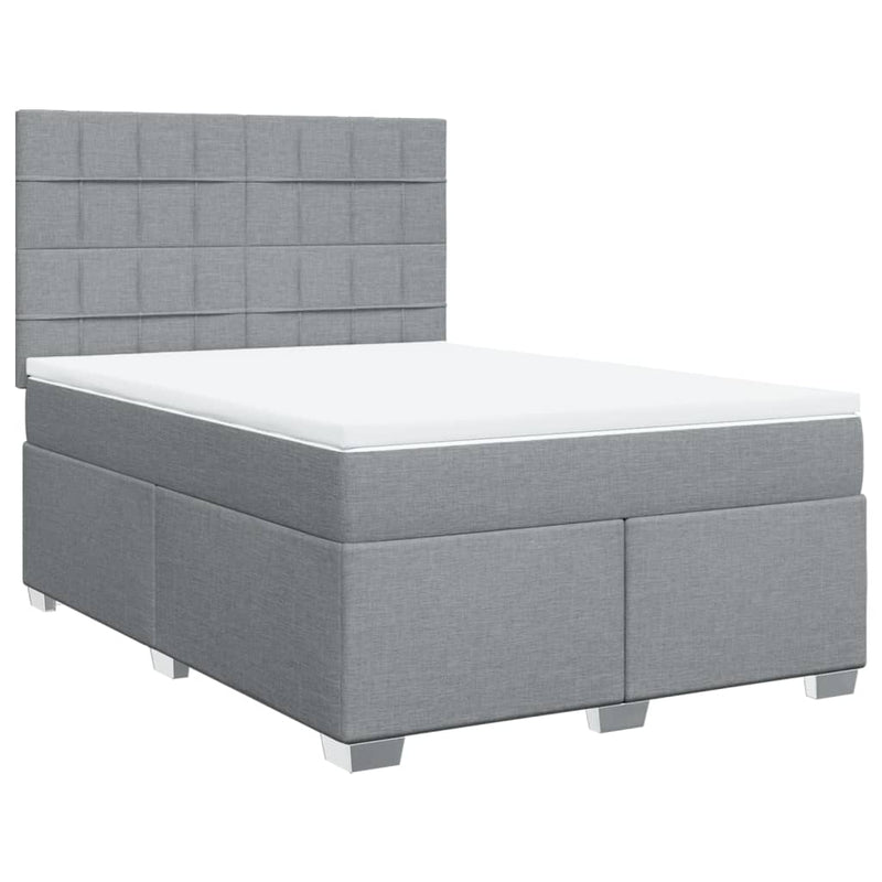 Pat box spring cu saltea, gri deschis, 140x190 cm, textil