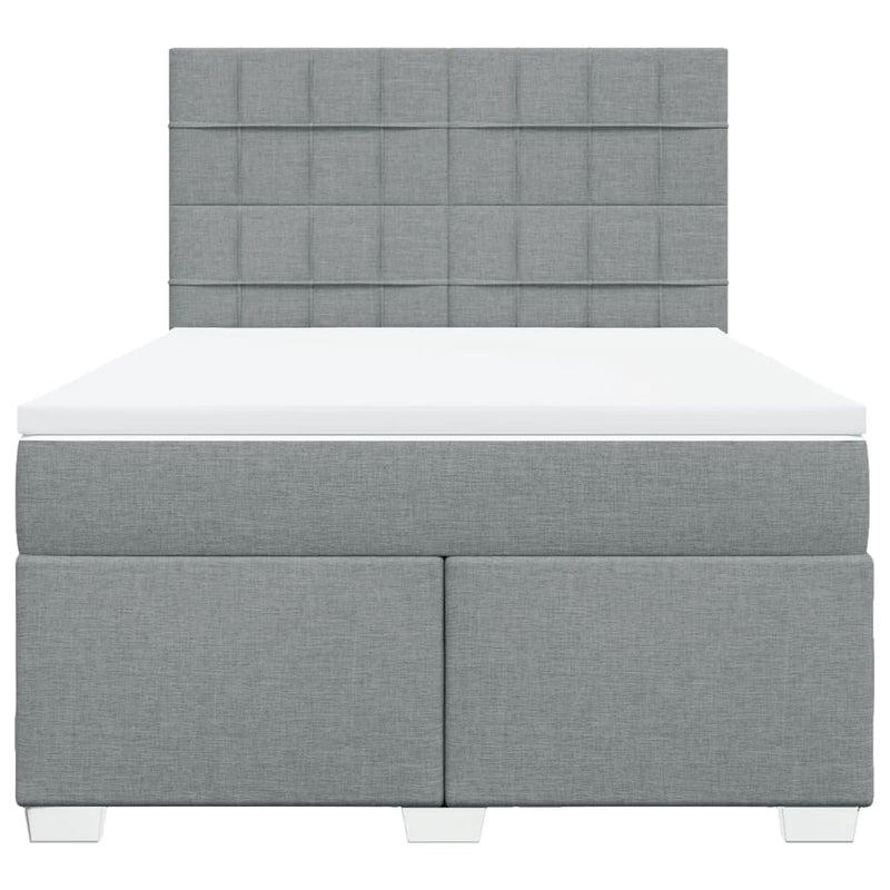 Pat box spring cu saltea, gri deschis, 140x190 cm, textil