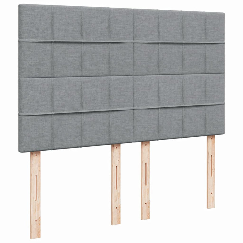 Pat box spring cu saltea, gri deschis, 140x190 cm, textil