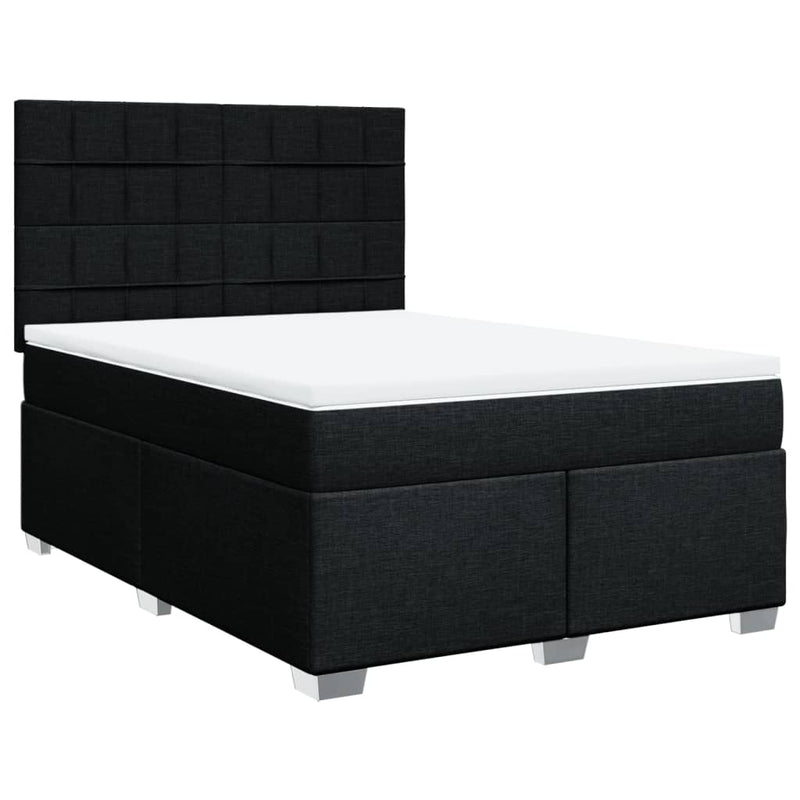 Pat box spring cu saltea, negru, 140x190 cm, textil