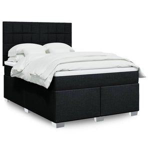 Pat box spring cu saltea, negru, 140x190 cm, textil