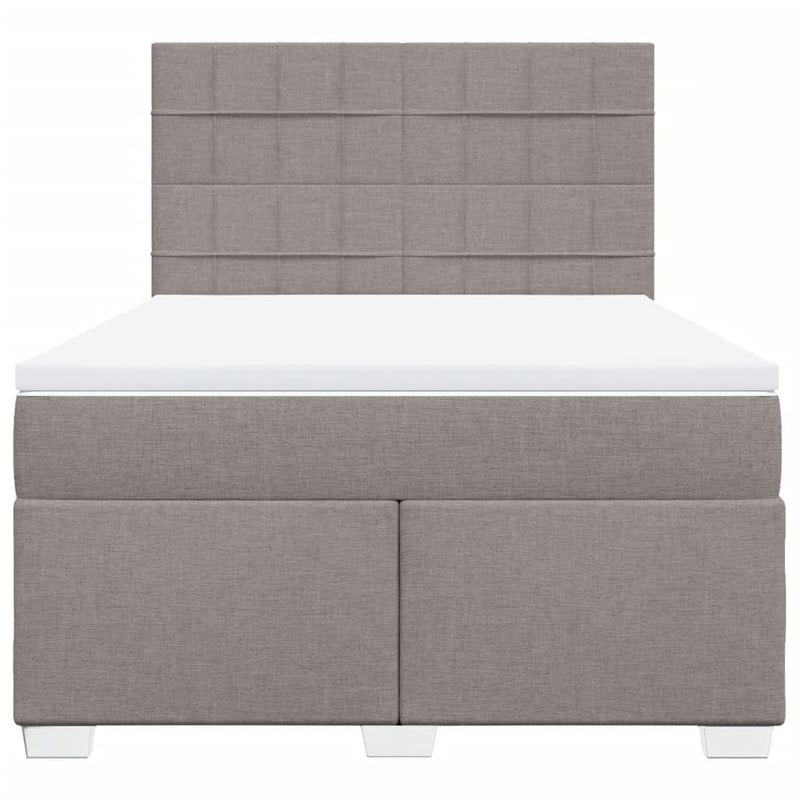 Pat box spring cu saltea, gri taupe, 140x200 cm, textil