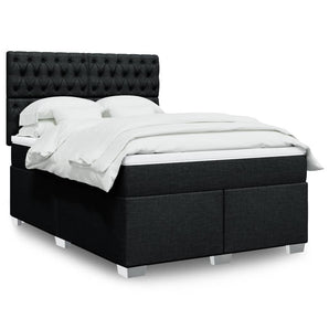 Pat box spring cu saltea, negru, 140x190 cm, textil