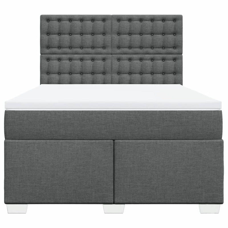 Pat box spring cu saltea, gri închis, 140x190 cm, textil