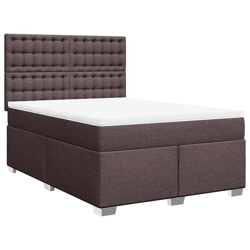 Pat box spring cu saltea, maro închis, 140x200 cm, textil
