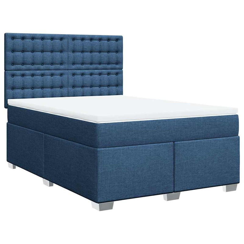 Pat box spring cu saltea, albastru, 140x200 cm, textil