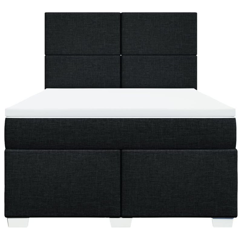 Pat box spring cu saltea, negru, 140x200 cm, textil