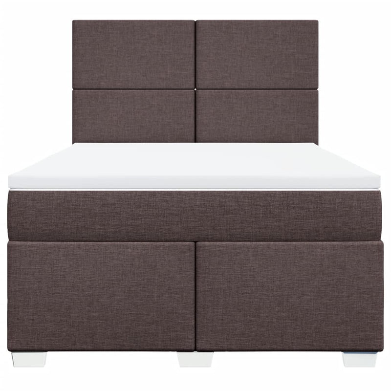 Pat continental cu saltea, maro închis, 140x200 cm, textil