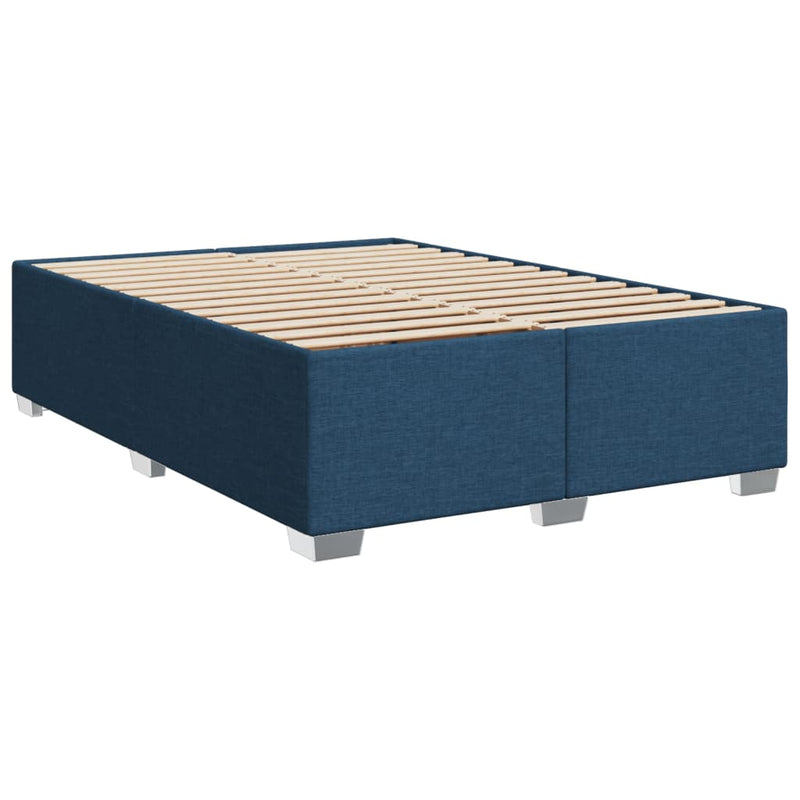 Pat continental cu saltea, albastru, 140x200cm, material textil
