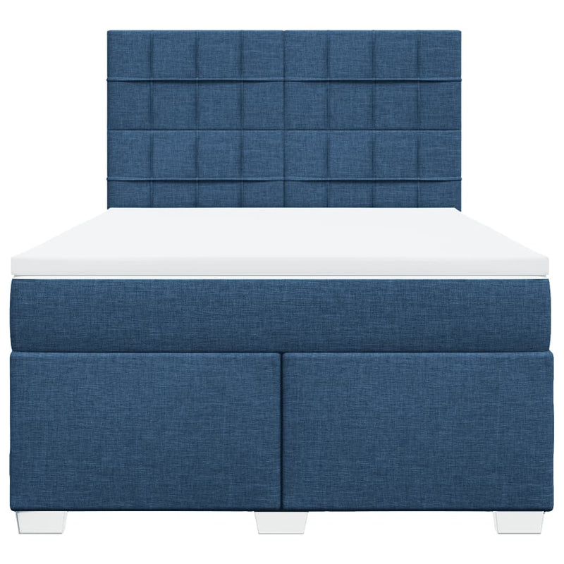 Pat continental cu saltea, albastru, 140x200cm, material textil