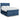 Pat continental cu saltea, albastru, 140x200cm, material textil