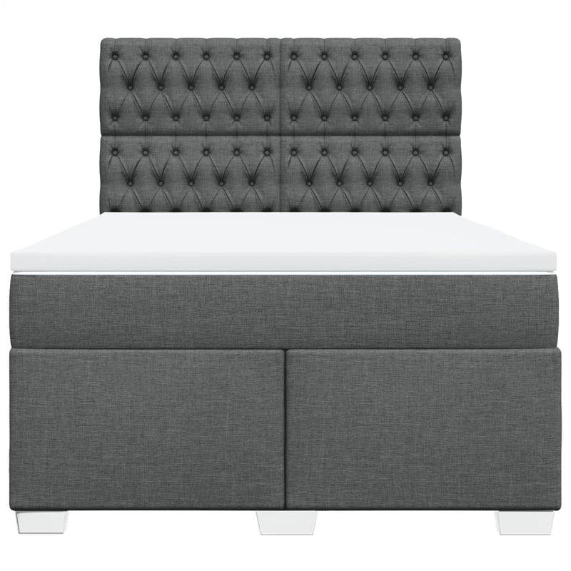 Pat box spring cu saltea, gri închis, 140x200 cm, textil