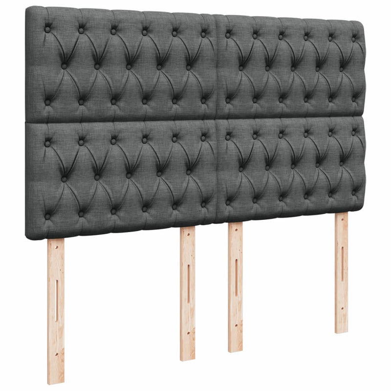 Pat box spring cu saltea, gri închis, 140x200 cm, textil