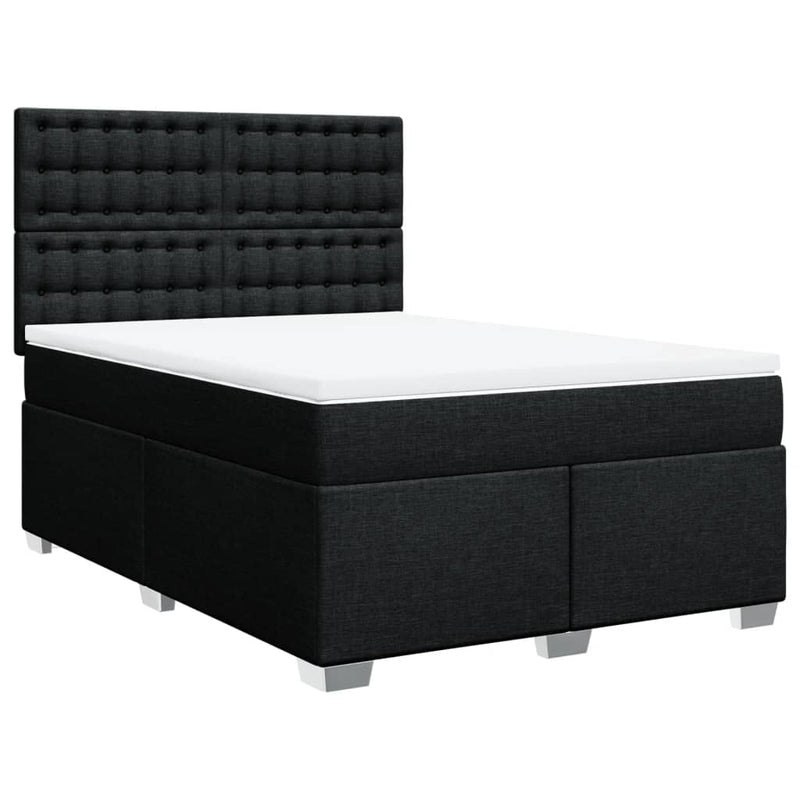 Pat box spring cu saltea, negru, 140x200 cm, textil
