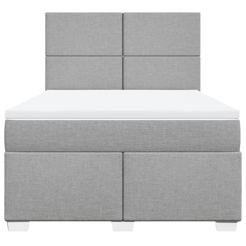 Pat continental cu saltea, gri deschis, 160x200 cm, textil