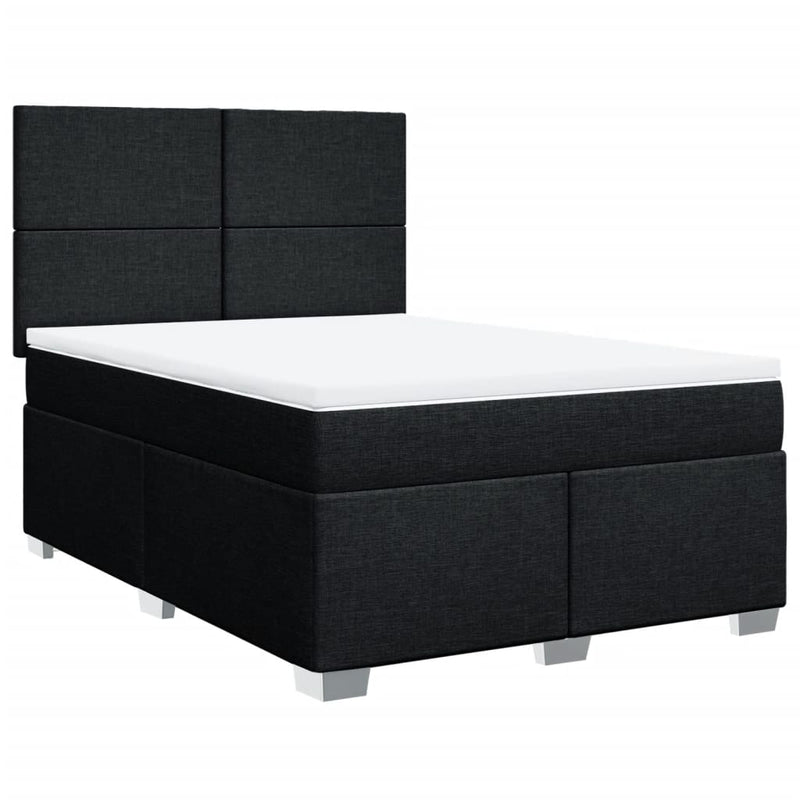 Pat box spring cu saltea, negru, 160x200 cm, textil