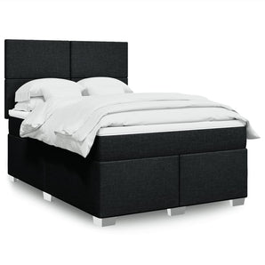 Pat box spring cu saltea, negru, 160x200 cm, textil