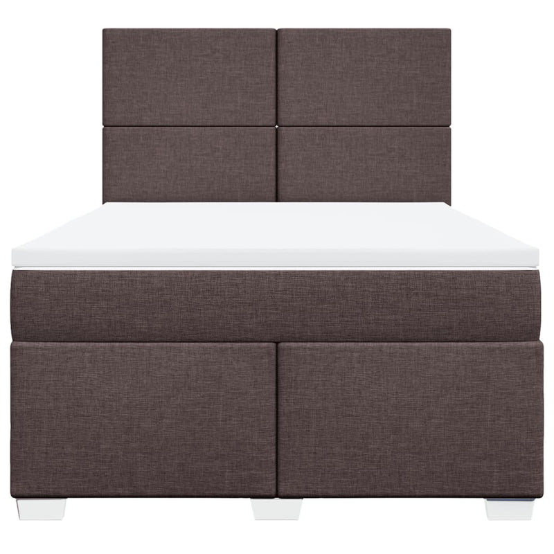 Pat box spring cu saltea, maro închis, 160x200 cm, textil