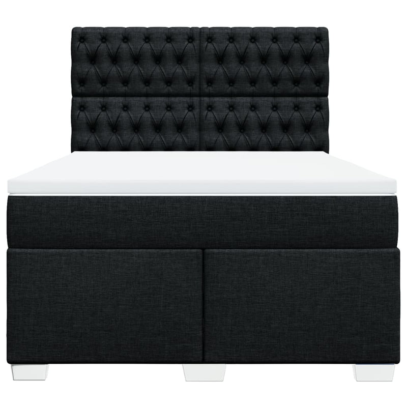 Pat box spring cu saltea, negru, 160x200 cm, textil