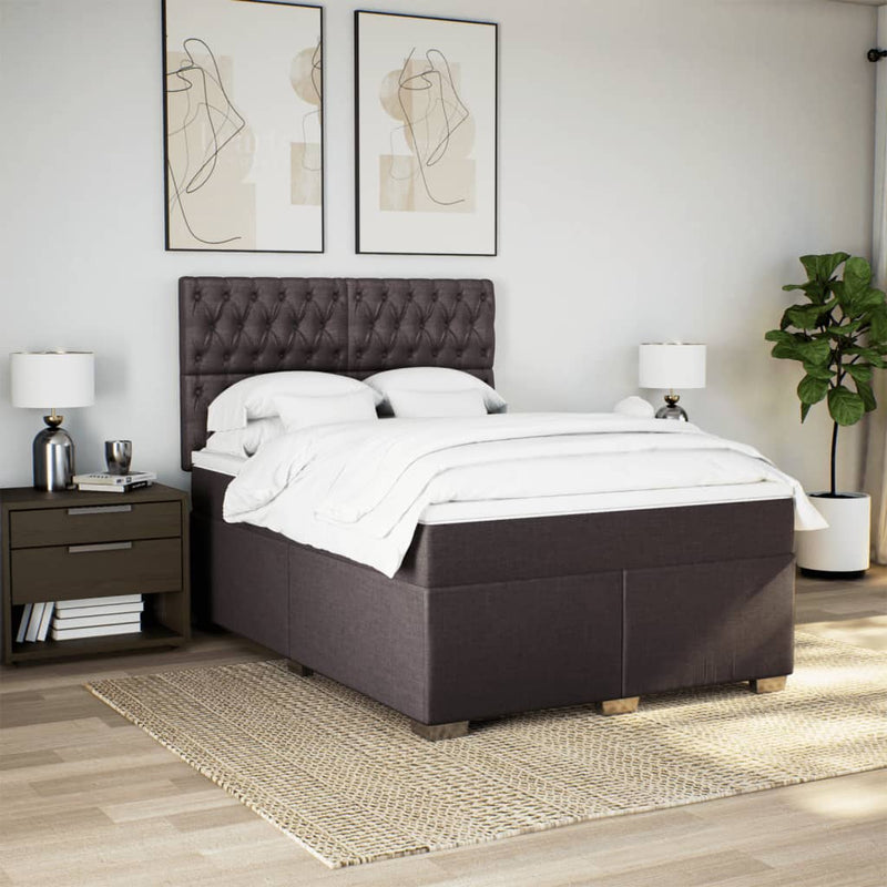 Pat box spring cu saltea, maro închis, 160x200 cm, textil