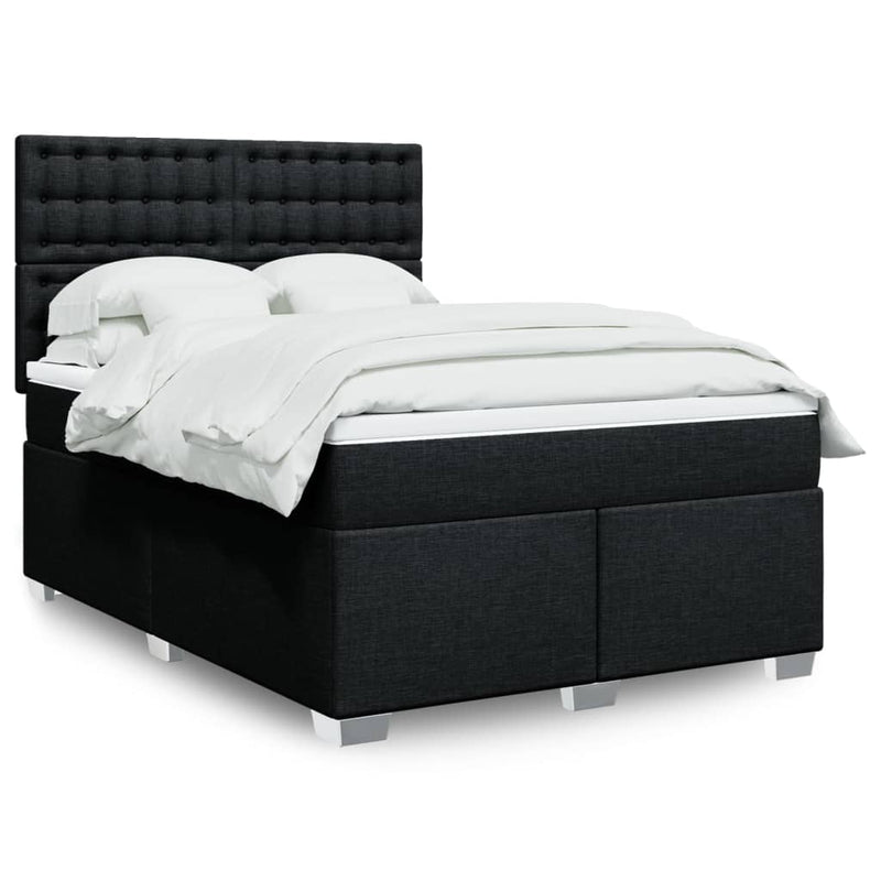 Pat box spring cu saltea, negru, 160x200 cm, textil