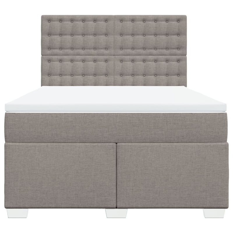 Pat box spring cu saltea, gri taupe, 160x200 cm material textil