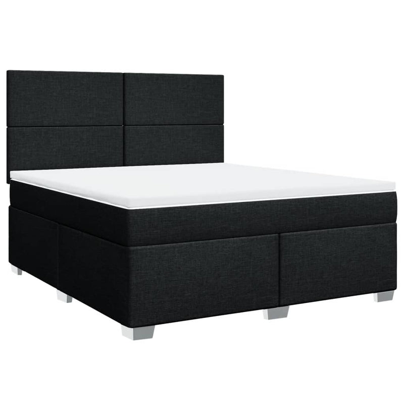 Pat box spring cu saltea, negru, 180x200 cm, catifea
