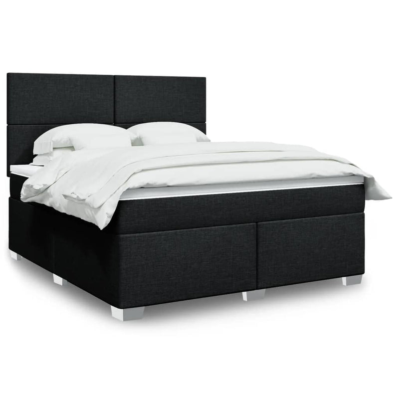 Pat box spring cu saltea, negru, 180x200 cm, catifea