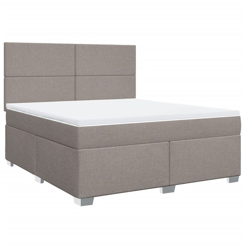 Pat continental cu saltea, gri taupe, 180x200 cm, textil