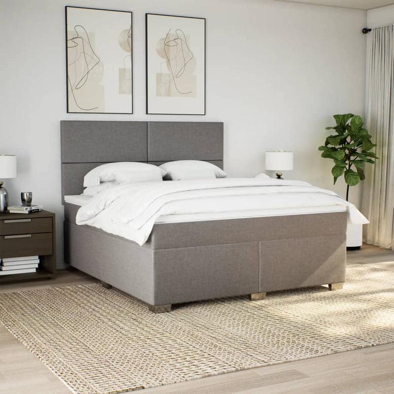 Pat continental cu saltea, gri taupe, 180x200 cm, textil
