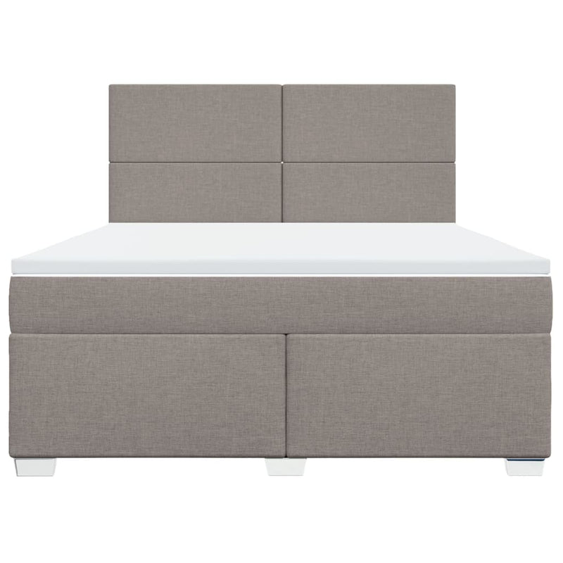 Pat continental cu saltea, gri taupe, 180x200 cm, textil
