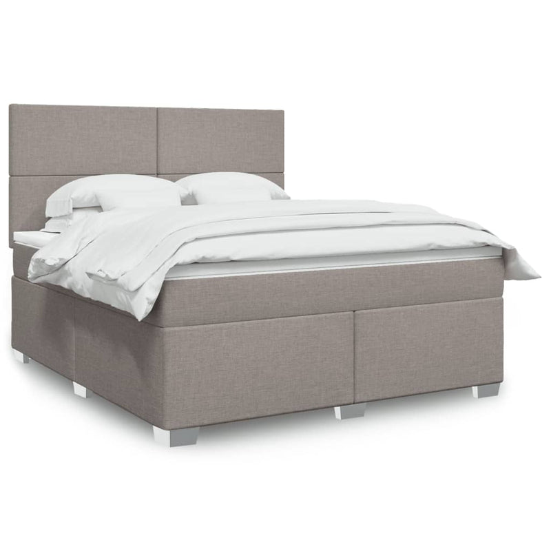 Pat continental cu saltea, gri taupe, 180x200 cm, textil