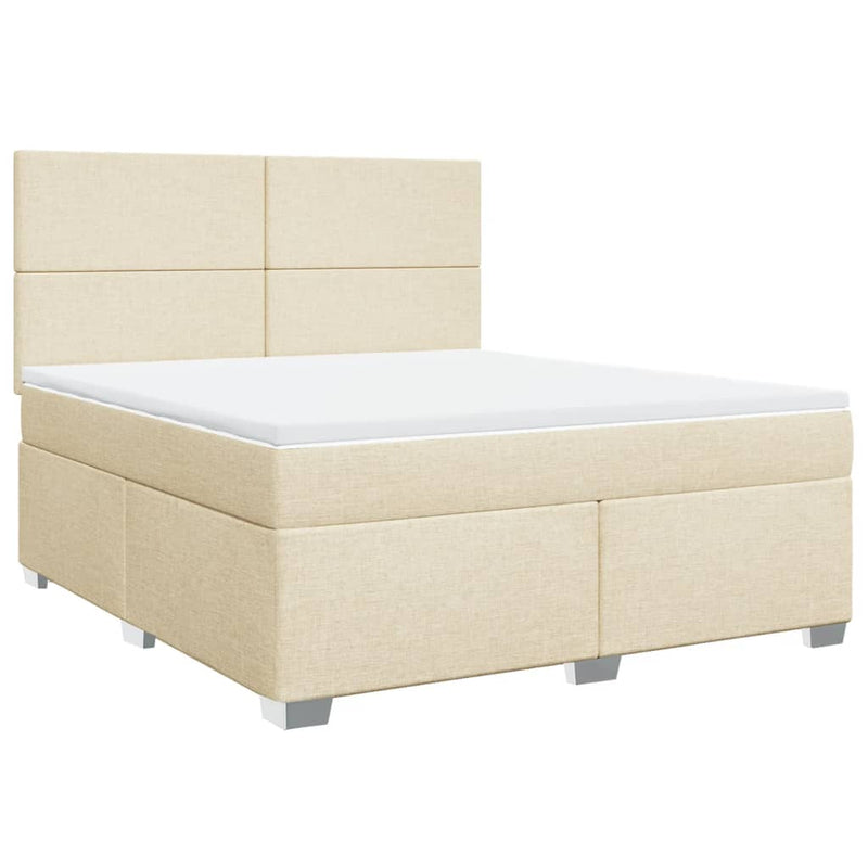 Pat continental cu saltea, crem, 180x200 cm, textil