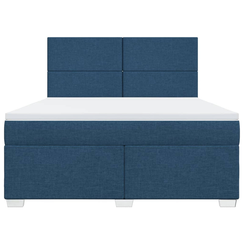 Pat box spring cu saltea, albastru, 180x200 cm, material textil