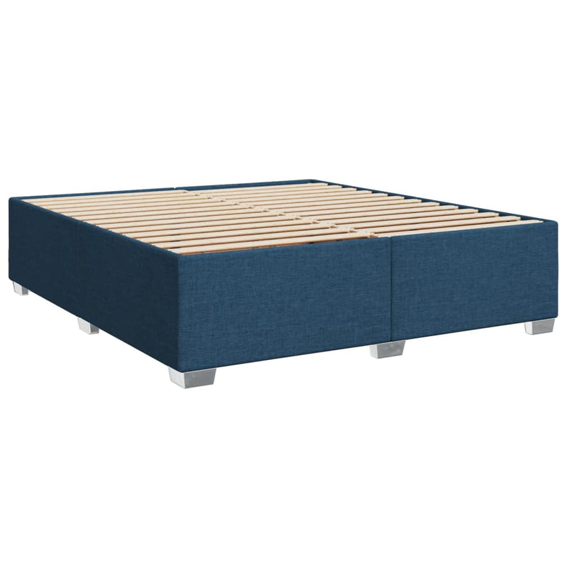 Pat box spring cu saltea, albastru, 180x200 cm, material textil